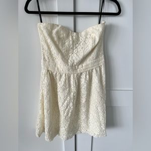 White Strapless Lace Dress